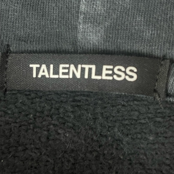 Talentless heavyweight sweatshirt hoodie black denim acid wash 100% Cotton RARE - Picture 7 of 8